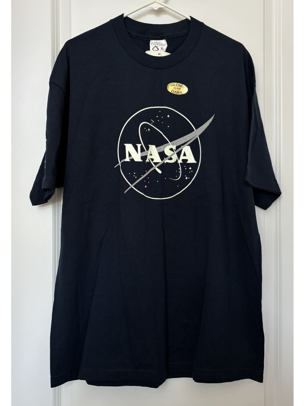 NWT Vintage 90s NASA Glow In The Dark T Shirt XL Cotton Expressions Navy